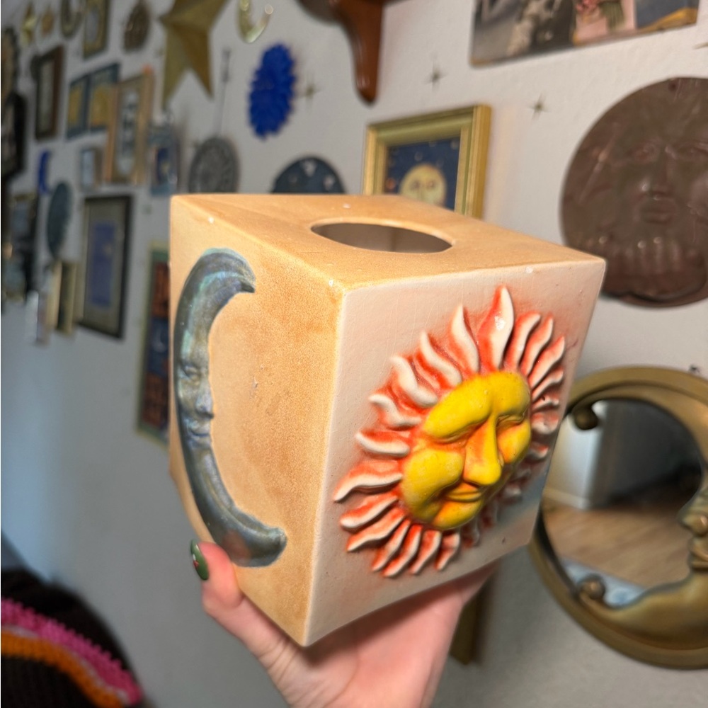 Sun and Moon Ceramic Tissue Box Cover